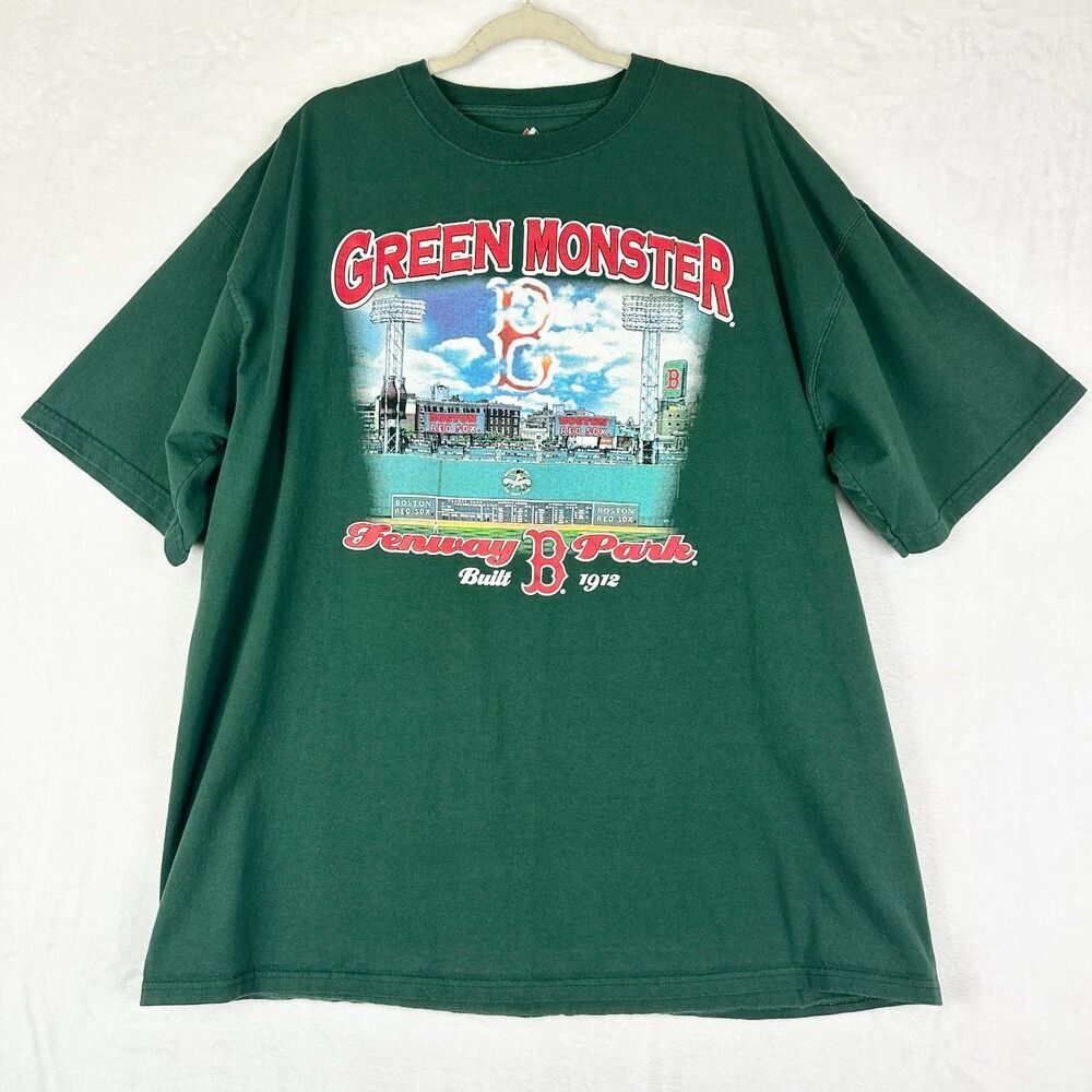 Vintage Majestic Boston Red Sox Green Monster Fenway Park Tee Shirt Size 2XL Y2K